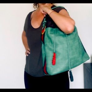 VEGAN green leather and original design purse 👜